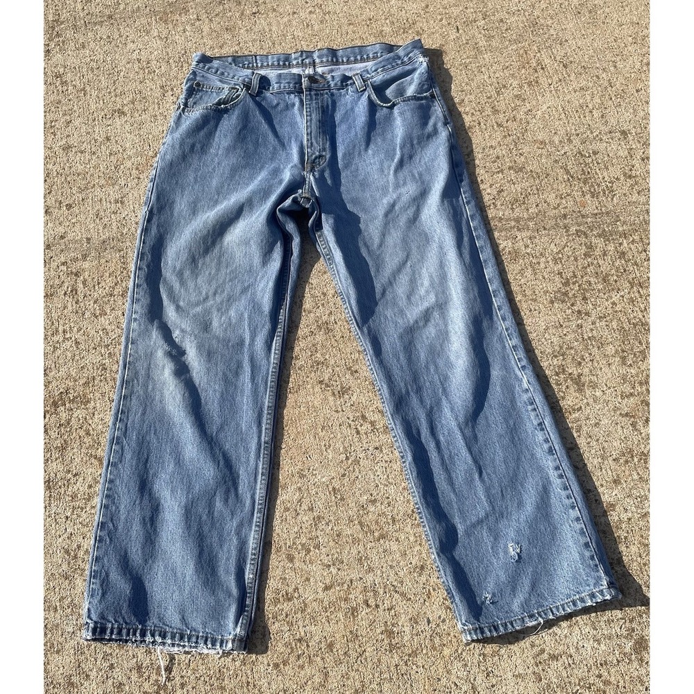 Arizona Mens Relaxed Fit Blue Denim Jeans 36x32 Light Wash Straight Leg 5 Pocket